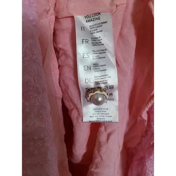 Julyliebe Embroidered Multicolor Pink Puff Sleeve Mini Dress Size Medium - Picture 7 of 7